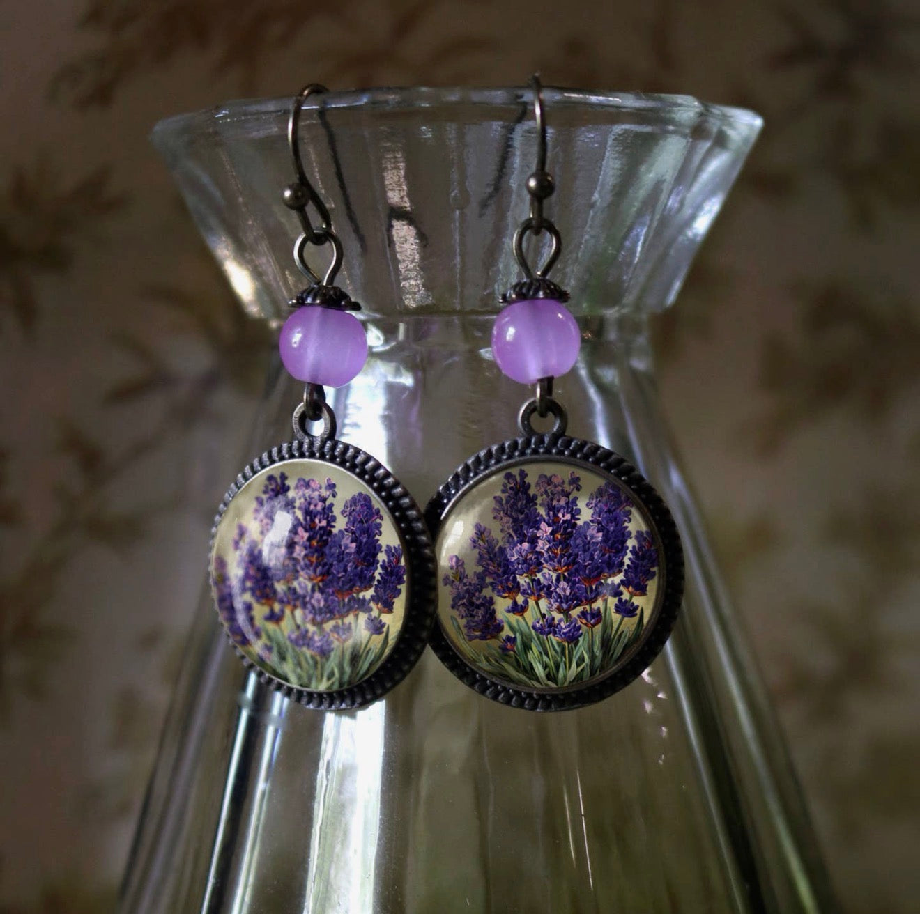 Lavender Glass  Earrings