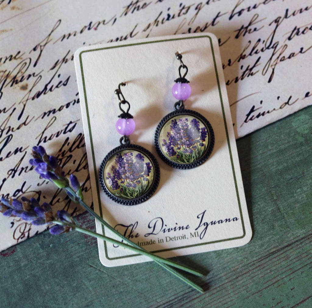 Lavender Glass  Earrings