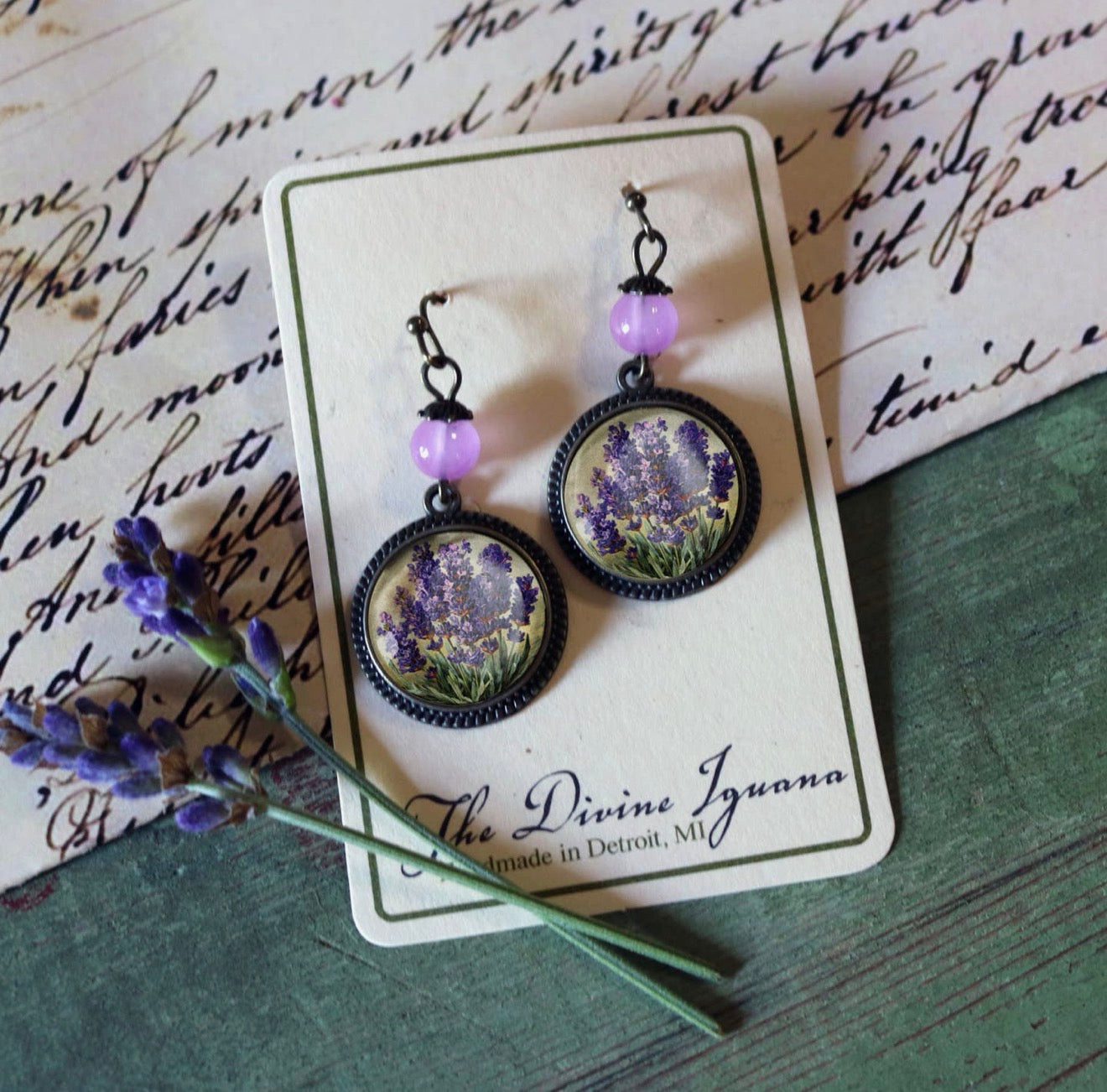 Lavender Glass  Earrings