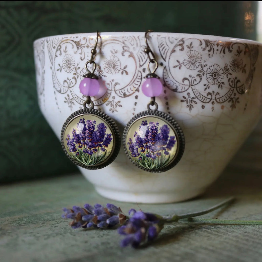 Lavender Glass  Earrings