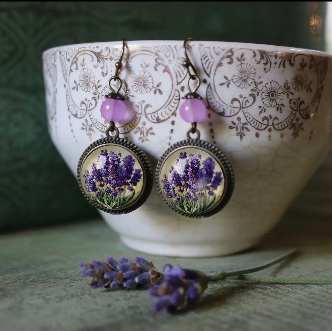 Lavender Glass  Earrings